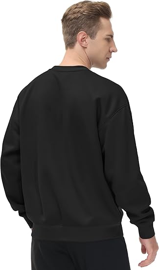 Men's Fleece Crewneck Sweatshirt Thick Loose fit Soft Basic Pullover Sweatshirt